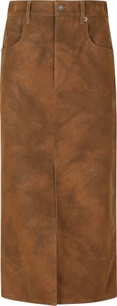 Isabel Marant Brown Bisane GC Vintage-Inspired Faux Suede Midi Skirt