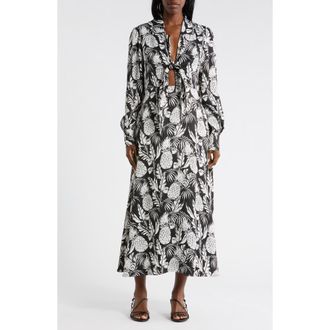 Elie Tahari Pineapple Print Long Sleeve Maxi Dress in Hula Print at Nordstrom Rack, Size 12