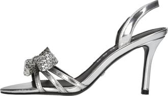 Guess Merle Bow-Front Sandaal - Dames - Sandalen met hakken - Grijs - 37 EU - Leer - Schoenen