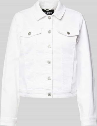 Pieces Regular Fit Jeansjacke aus Baumwoll-Mix Modell OIA in Weiss, Gr&ouml;&szlig;e M