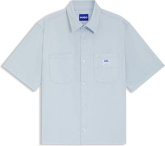 HUGO BOSS Oversize-fit shirt in slub cotton with patch pockets