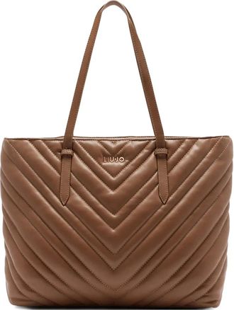 Liu Jo large quilted-chevron tote bag - women - Polyester/Polyester/Polyurethane Resin - One Size - Brown