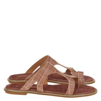 Ferragamo Marilu Croc-Embossed Leather Sandals, Size 7 C