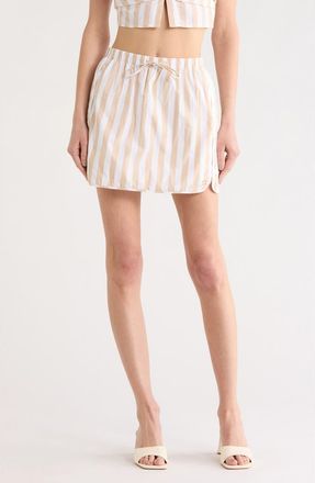 SIMKHAI Catherine Stripe Boxer Miniskirt in Sand Stripe at Nordstrom Rack, Size X-Small