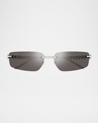 Cartier Rimless Metal Rectangle Sunglasses