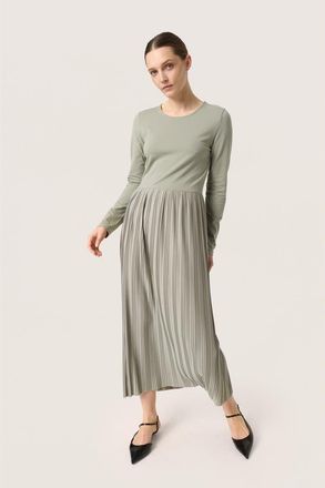 Soaked In Luxury Simone Plisse Long Sleeve Maxi Dress in Shadow at Nordstrom, Size Xx-Large