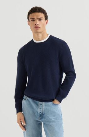 Brunello Cucinelli Cashmere English rib sweater in Navy Blue at Nordstrom, Size 52