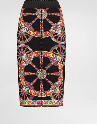 Dolce & Gabbana Carretto-print Charmeuse Long Skirt - Woman Skirts Multicolor 36