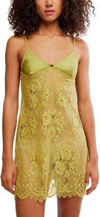 Free People Right Here Right Now Lace Night Gown in Lentil Sprout at Nordstrom, Size X-Large