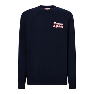 MC2 Saint Barth Round-neck Knitwear, male, Blue, Size: 2XL Heron Light Crewneck Sweater