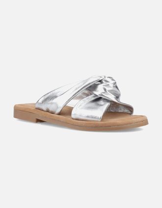 Hush Puppies Womens Hush Puppies Amy Wide Fit Leather Womens Silver Standard Sandals - Size: 5
