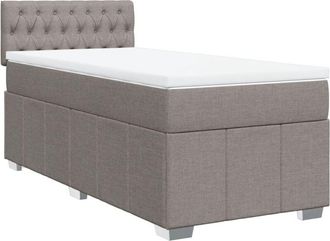 vidaXL Cama Box Spring Con Colch&oacute;n Tela Gris Taupe 80x200 Cm Vidaxl