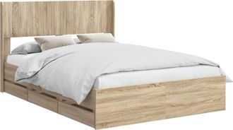 vidaXL Estructura De Cama Con Almacenamiento Y Cabecero Roble Sonoma Vidaxl