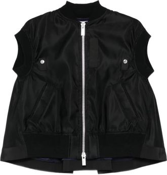 sacai Gilet met rits - Dames - Bodywarmers - Zwart - L - Nylon - Jassen