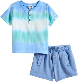 Splendid Sea Blast Tie Dye Henley & Shorts Set at Nordstrom, Size 18-24M