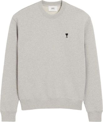 Ami Relaxed Fit Light Grey Crew Neck Sweater