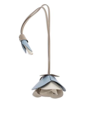 Furla flower-embellishment leather keyring - Neutrals