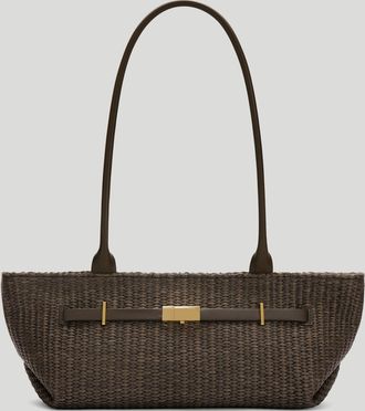 DeMellier The New York Shoulder in Espresso Raffia Leather Shoulder bag