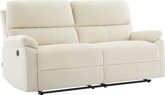 Vente-Unique Sof&aacute; 3 plazas reclinable el&eacute;ctrico de terciopelo beige LUNANO