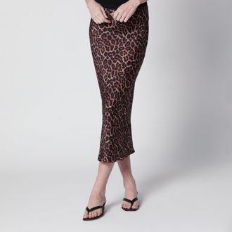 Anine Bing Leopard-print silk midi skirt