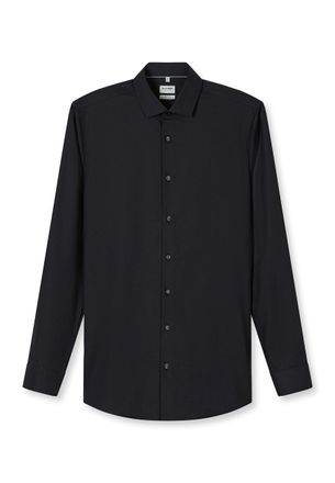 Olymp Businesshemd OLYMP Level Five body fit, Herren, Gr. 37, N-Gr, schwarz, Web, Obermaterial: 64% Baumwolle, 27% Polyester, 9% Elasthan, Hemden Businesshe