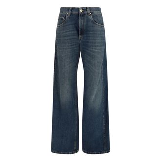Brunello Cucinelli Vaqueros de pernera ancha y tiro alto Monili - Jeans - Mujer - Azul - M