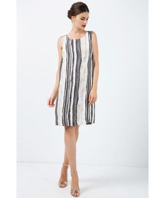 M&oacute;veis Conquista Womens Striped Straight Dress with Belt - Rose - Size EU 38 (Womens)