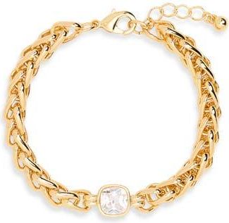 Nordstrom Rack Cubic Zirconia Statement Bracelet in Clear- Gold at Nordstrom Rack