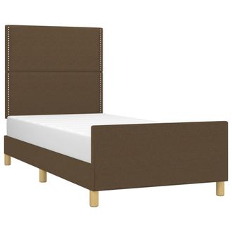 vidaXL Estructura De Cama Sin Colch&oacute;n Tela Marr&oacute;n Oscuro 90x190 Cm Vidaxl