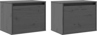 vidaXL Vidaxl - Armarios de pared 2 uds madera maciza pino gris 45x30x35 cm
