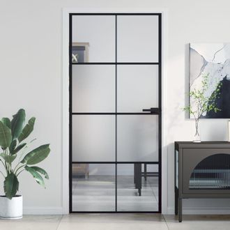 Berkfield Home Interior Door Slim Black 93x201.5 cm Tempered Glass & Aluminium