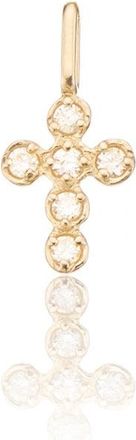 Lily & Roo Solid Gold Individual Genuine Diamond Rounded Tiny Cross Charm