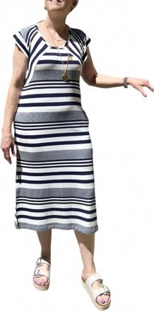Guitare Short Sleeve Round Neck Dress In Navy