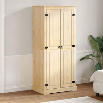 Berkfield Home Wardrobe Corona 76x50x170 cm Solid Wood Pine in Natural | Size: 76 x 50 x 170 cm