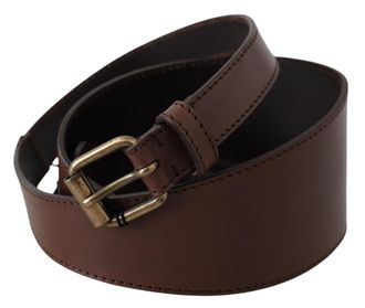Plein Sud Womens Brown Leather Gold Metal Buckle Belt - Size 50 (Waist)