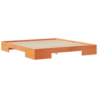 Berkfield Home Floor Bed Frame with Storage Brown 200 x 200 cm Solid pine wood in Light Brown