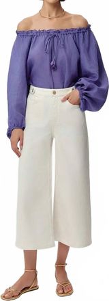 Exquise Conroy High Waist Culotte Denim Jeans In White