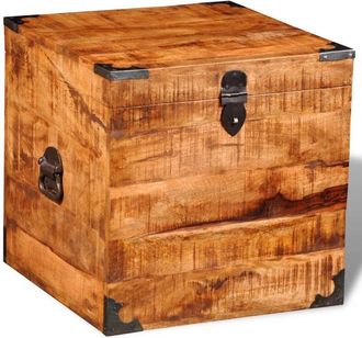 vidaXL Cofre De Almacenamiento C&uacute;bico De Madera De Mango Rugosa Vidaxl