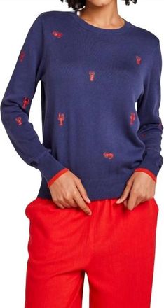 Brodie Lobster Crew Sweater In Navy