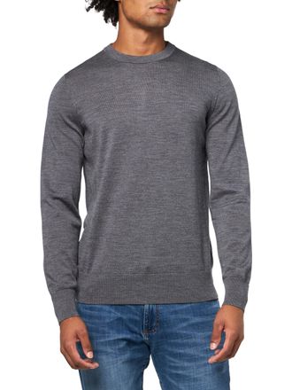 Brooks Brothers Mens Merino Wool Crewneck Long Sleeve Sweater, Grey Heather, Large