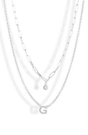 Meshmerise Diamond Initial Charm Necklace in White-G at Nordstrom Rack