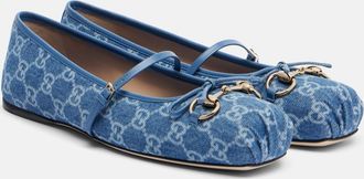 Gucci Gucci Horsebit GG denim ballet flats
