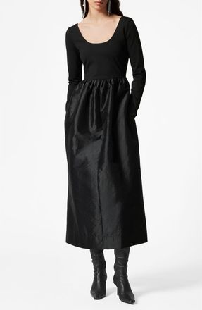 & Other Stories Long Sleeve A-Line Midi Dress in Black Dark at Nordstrom Rack, Size 6
