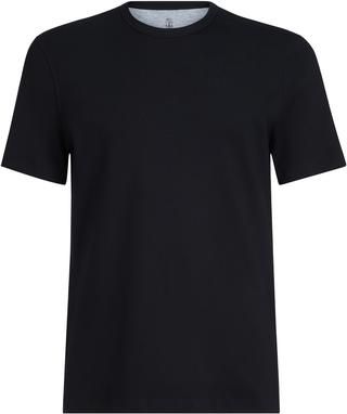 Brunello Cucinelli Ribbed jersey T-shirt in Black at Nordstrom, Size Xxx-Large Eu