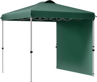 OEM Carpa Plegable De Jard&iacute;n De 2,5x2,5 M Con Altura Ajustable Anti-uv Con 1 Pared Lateral Y Bolsas De Arena Verde