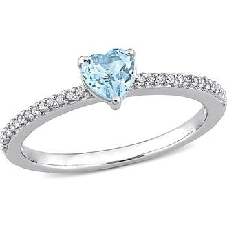 Delmar Heart-Cut Blue Topaz & Diamond Ring at Nordstrom Rack, Size 7