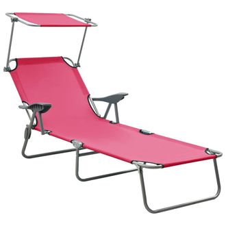 vidaXL Vidaxl - Tumbona De Jard&iacute;n Con Toldo Acero Rosa