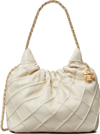 Tory Burch Mini Fleming Quilted Leather Hobo Bag in Light Cream at Nordstrom