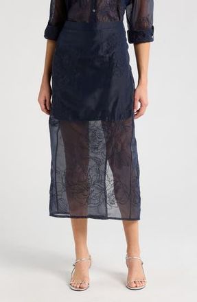 Cinq &agrave; Sept Etta Floral Embroidered Maxi Skirt in Navy at Nordstrom Rack, Size 16
