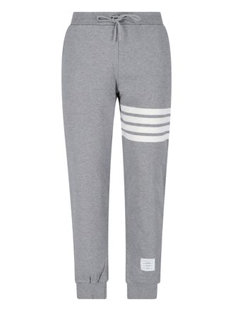 Thom Browne Relaxed Fit Heather Grey Trousers With Distinctive Stripes
